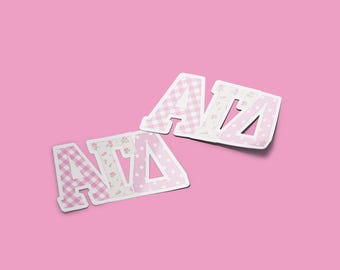 Alpha Gamma Delta - Sticker - Large Pink Patchwork - Sorority Decal - Big Little Gift - Greek Merch