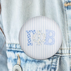 Gamma Phi Beta - Button - Blue Patchwork Sorority Pin