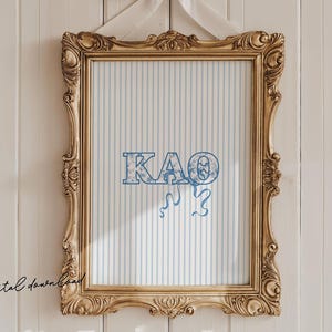 Kappa Alpha Theta - Digital Art Print - Blue Chinoiserie Sorority Wall Art – Theta Bow Room Decor – Shabby Grandmillennial Download