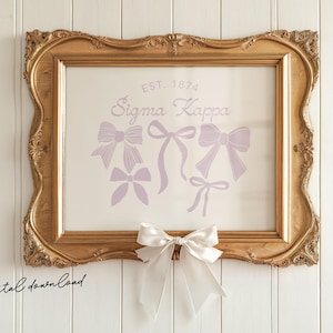 Sigma Kappa - Digital Art Print - Wall Art Download – Sorority Founding Year Bow Decor