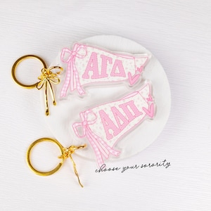 Sorority Keychain - Preppy Pennant Patchwork Keychain - Sorority Gift - Greek Life Accessory - Big Little Gift - Sorority Merch