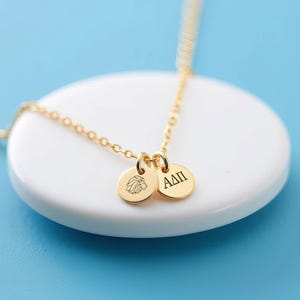 Alpha Delta Pi - Necklace – Double Disc – Lion Charm – Custom Sorority Gift - Greek Merch
