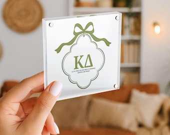 Kappa Delta - Acrylic Block Sign - Sorority Decor - Scallop Bow Big Little Gift