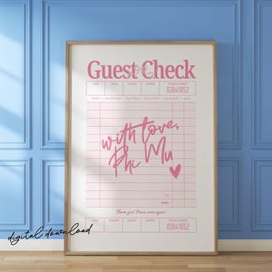 Phi Mu Digital Art Print • With Love Check Style Sorority Wall Art • Phi Mu Printable Decor • Digital Greek Gift Download