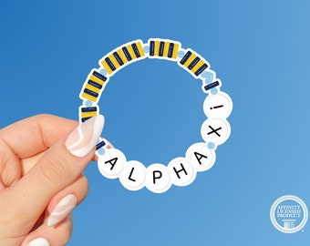 Alpha Xi Delta Sticker - Vinyl Sticker - Friendship Bracelet Sorority Sticker - Sorority Letters Sticker Decal