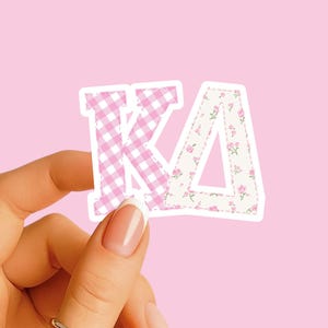 Kappa Delta - Sticker - Large Pink Patchwork - Sorority Decal - Big Little Gift - Greek Merch