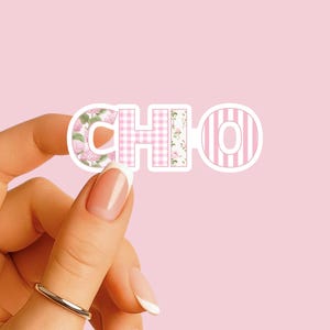 Chi Omega - Sticker - Pink Patchwork Nickname - Sorority Decal - Big Little Gift - Greek Merch