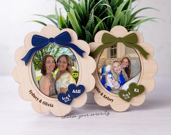 Big Little Sorority Frame Magnet – Personalized Gift for Sorority Reveal or Bid Day – Custom Names – Choose Your Sorority – Big & Lil