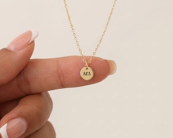 Alpha Gamma Delta - Necklace – Mini Disc - Sorority Jewelry - Greek Letters - Big Little Gift