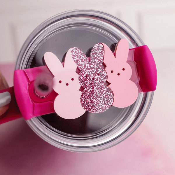 Easter Tumbler Tag - Easter Tumbler Topper - Easter Bunnies Stacked Tumbler Accessory