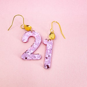 Rose Gold Birthday Number Earrings with Candle Flames - Unique and Personalized Gift Idea