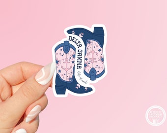 Delta Gamma Sticker - Vinyl Sticker - State of Mind Cowboy Boots Sorority Sticker - Sorority Letters Sticker Decal