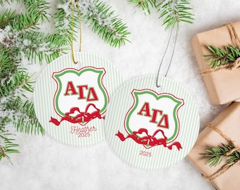 Alpha Gamma Delta - Ornament - Preppy Crest - Sorority Gift - Alpha Gam Merch