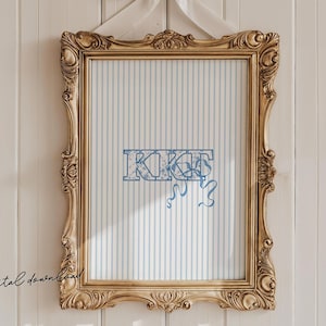 Kappa Kappa Gamma - Digital Art Print – Blue Chinoiserie Sorority Wall Art – KKG Bow Room Decor – Shabby Grandmillennial Download