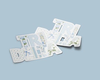 Delta Delta Delta - Sticker - Tri Delta Gift, Blue Patchwork Design, Waterproof Sorority Merch, High-Quality Decal
