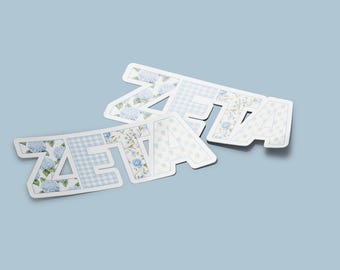Zeta Tau Alpha - Sticker - Blue Patchwork Design, Waterproof Sorority Merch, High-Quality Decal