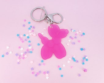 Preppy Keychain - Balloon Dog Keychain - Pink Keychain - Novelty Bag Tag - Backpack Tag for Kids - Balloon Dog Tag