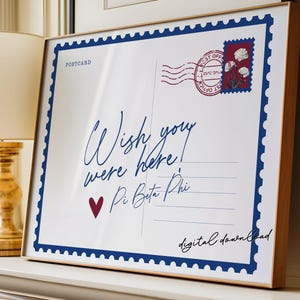 Pi Beta Phi - Digital Art Print - Wish You Were Here Postcard Sorority Wall Poster - Printable Downloadwnload