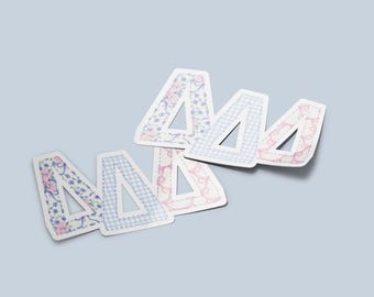 Delta Delta Delta - Sticker - Large Patchwork Sticker | Tri Delta Greek Letters Decal, Sorority Vinyl, Big Little Gift, Tri Delta Merch