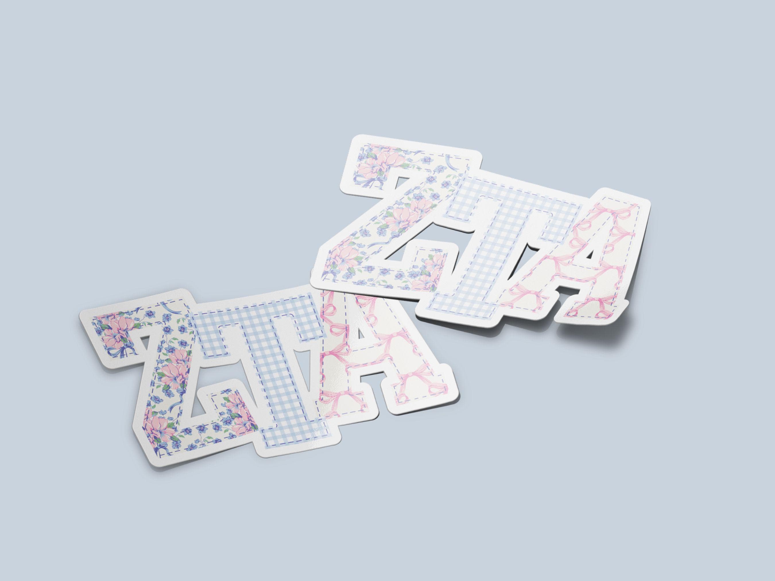 Zeta Tau Alpha - Sticker - Large Patchwork Sticker | ΖΤΑ Greek Letters Decal, Sorority Vinyl, Big Little Gift, ZTA Merch