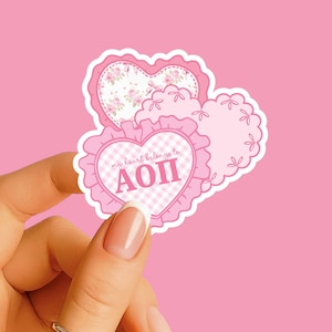 Alpha Omicron Pi - Sticker - Heart Patch - Sorority Decal - Big Little Gift - Greek Merch