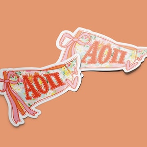 Alpha Omicron Pi - Sticker - Preppy Pennant - Sorority Decal - Big Little Gift - Greek Merch