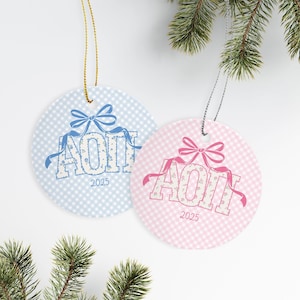 Alpha Omicron Pi - Ornament - Shabby Chic - Patchwork Letters - Sorority Gift - Christmas