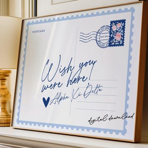 Alpha Xi Delta - Digital Art Print - Wish You Were Here Postcard Sorority Wall Poster - Printable Download