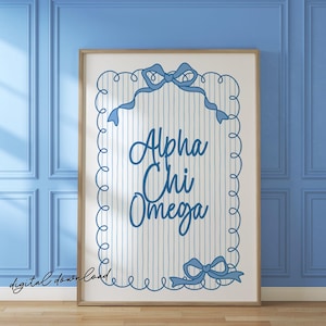Alpha Chi Omega - Digital Art Print - Preppy Stripes Wall Art - Sorority Dorm Decor - Big Little Gift - Instant Download