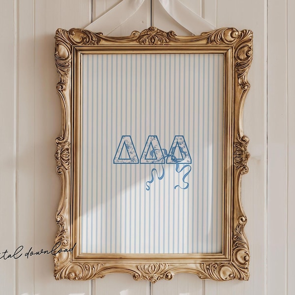 Tri Delta - Digitaler Kunst Druck - Blauer Chinoiserie Bogen - Sorority Wand Poster - Printable Download