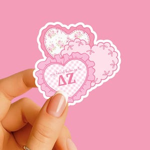 Delta Zeta - Sticker - Heart Patch - Sorority Decal - Big Little Gift - Greek Merch