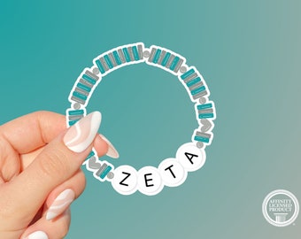 Zeta Tau Alpha Sticker - Vinyl Sticker - Friendship Bracelet Sorority Sticker - Sorority Letters Sticker Decal