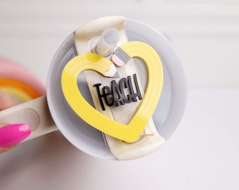 Teacher Appreciation Gift - Teacher Tumbler Tag for Stanley - Heart Pencil Shaped Tumbler Topper for Teacher