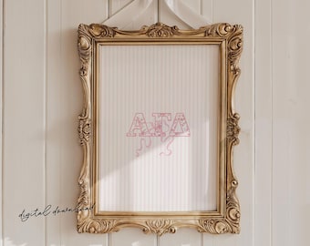Alpha Gamma Delta - Impresión digital - Lazo chinoiserie rosa - Póster de hermandad - Descarga imprimible