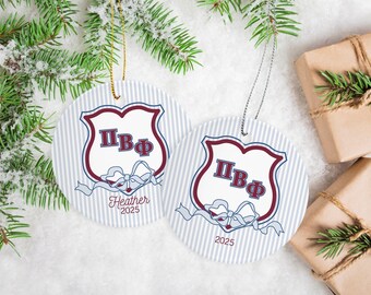 Pi Beta Phi - Ornament - Preppy Crest - Sorority Gift - Pi Phi Merch