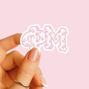 Phi Mu - Sticker - Cottage Pink Letters - Sorority Decal - Big Little Gift - Greek Life Merch