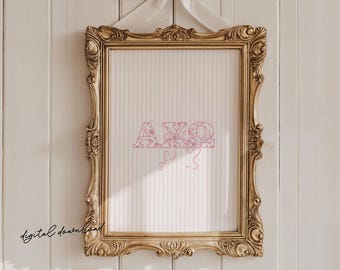 Alpha Chi Omega - Digitaler Kunstdruck – Rosa Schleife Sorority Wandkunst – Alpha Chi Kokette Wohnheim Dekor – Druckbares Geschenk für Big Little oder Bid Day
