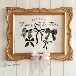 Kappa Alpha Theta - Digital Art Print - Theta Wall Art Download – Sorority Founding Year Bow Decor