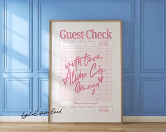 Alpha Chi Omega - Digitaler Kunstdruck • Mit Liebe im Check-Stil Sorority Wandkunst • Alpha Chi Druckbares Dekor • Digitales griechisches Geschenk Download