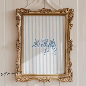 Alpha Xi Delta - Digital Art Print – Blue Chinoiserie Sorority Wall Art – Alpha Xi Grandmillennial Bow Room Decor – Shabby Sorority Download