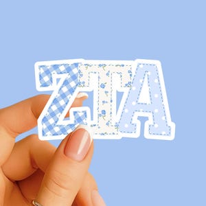Zeta Tau Alpha - Sticker - Large Blue Patchwork - Sorority Decal - Big Little Gift - Greek Merch
