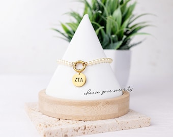 Sorority Bracelet - Pearl Charm Keeper Bracelet - Sorority Jewelry - Big Little Gift - Sorority Accessories - Greek Life Gift