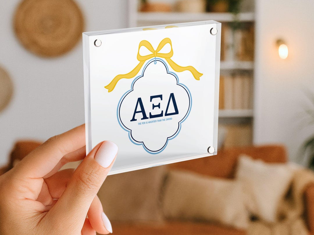 Alpha Xi Delta - Acrylic Block Sign - Sorority Decor - Scallop Bow Big ...