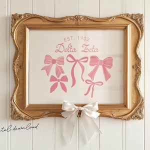 Delta Zeta - Digital Art Print – DZ Wall Art Download – Sorority Founding Year Bow Decor
