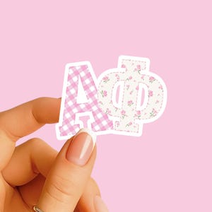 Alpha Phi - Sticker - Large Pink Patchwork - Sorority Decal - Big Little Gift - Greek Merch