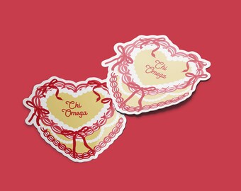 Chi Omega - Pegatina - Pastel Coquette - Calcomanía de Hermandad - Gran Regalo - Mercancía de Greek Life