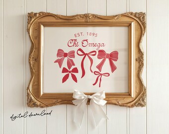 Chi Omega - Impresión artística digital - Decoración de lazo del año de fundación de la hermandad - Descarga imprimible