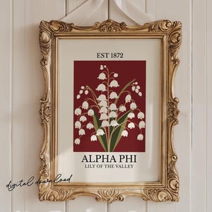 Alpha Phi - Digitalt konsttryck - Blomsterstämpel - Väggposter för kvinnoförening - Utskrivbar nedladdning