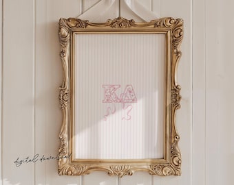 Kappa Delta - Digital Art Print - Pink Chinoiserie Bow - Sorority Wall Poster - Printable Download