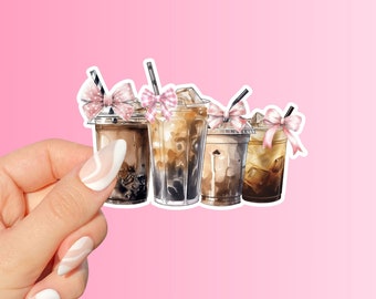 Iced Coffee Sticker - Laminated Sticker - Coffee Stickers - Tumbler Decal - Coffee Decal - Vinyl Sticker - Coquette Sticker